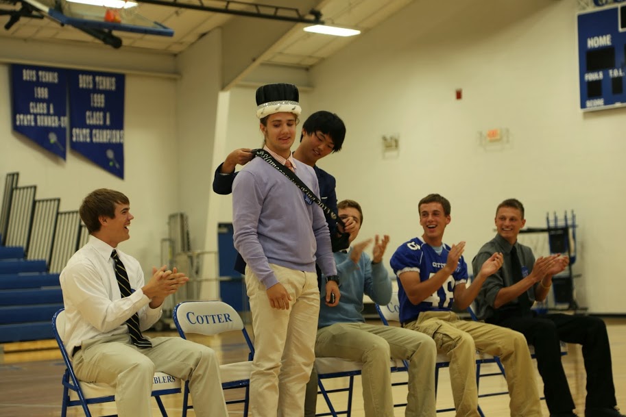 Nikita Budkov is crowned homecoming king at this year's Pepfest.