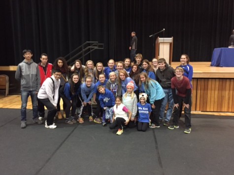 Cotter students with Ping at the awards banquet for the state cross country meet