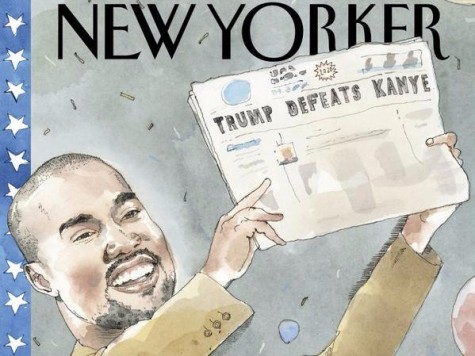 Sept. 4, 2015 cover of the New Yorker, featuring West parodying the iconic "Dewey Defeats Truman" photo