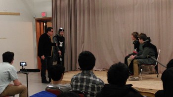 Lee G from GRSF works with Cotter seniors on their presentation of scenes from the Shakespeare play, Macbeth.