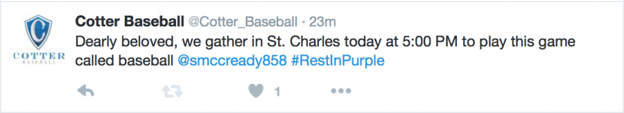 The+Cotter+Baseball+twitter+account+pays+tribute+to+Prince+prior+to+their+game+at+St.+Charles