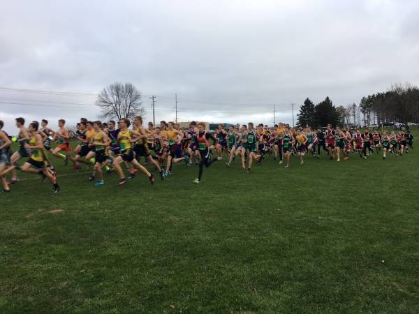 The start of the Section 1A boys varsity XC race