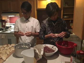 Dumplings for dinner at the dorm