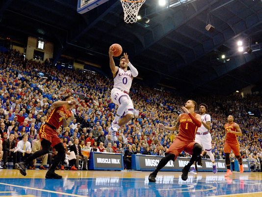 Senior, Frank Mason III doing what he does best at Allen Fieldhouse versus Iowa State.