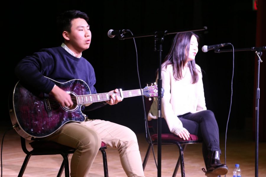 Kevin Lee and Clare Seo perform Let Her Go at Cotter talent show