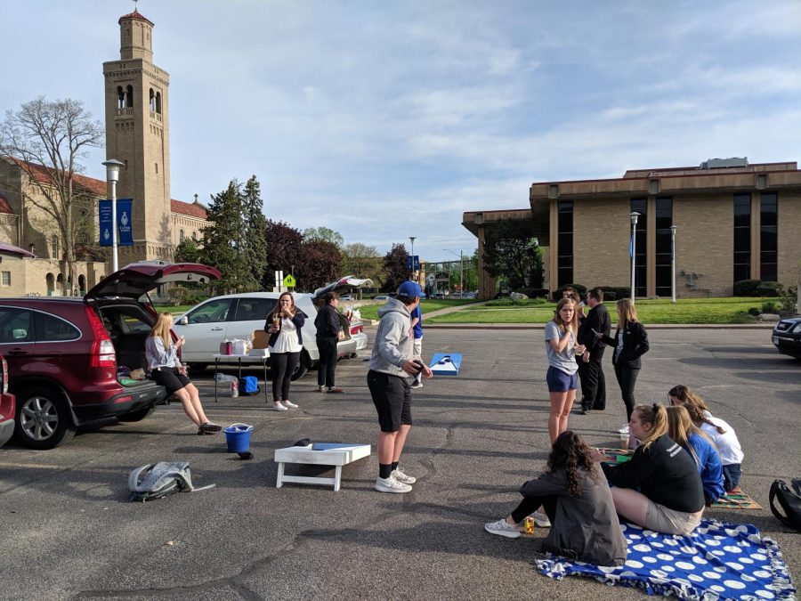 The+2019+senior+class+took+advantage+of+the+time-honored+tradition+of+a+senior+prank.+Students+blocked+off+the+John+Nett+parking+lot+where+only+seniors+could+participate+in+the+fun+festivities%21