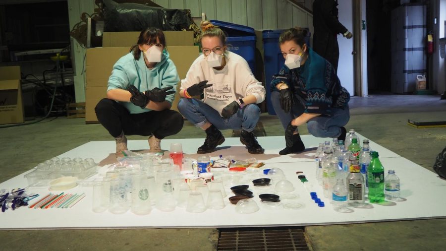 Mary and group members, sort through cotters plastic waste to show the difficult truth of how wasteful we are