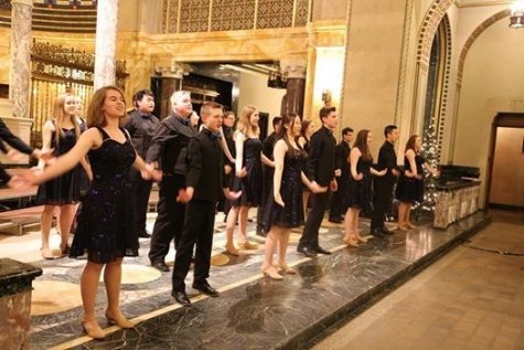 The show choir at a  performance in The Chapel of the Angels last year