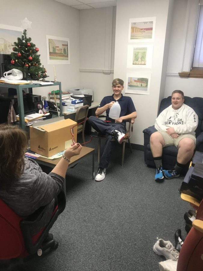 Mrs. Snyder sits down with Yocum and Rusert during flex.