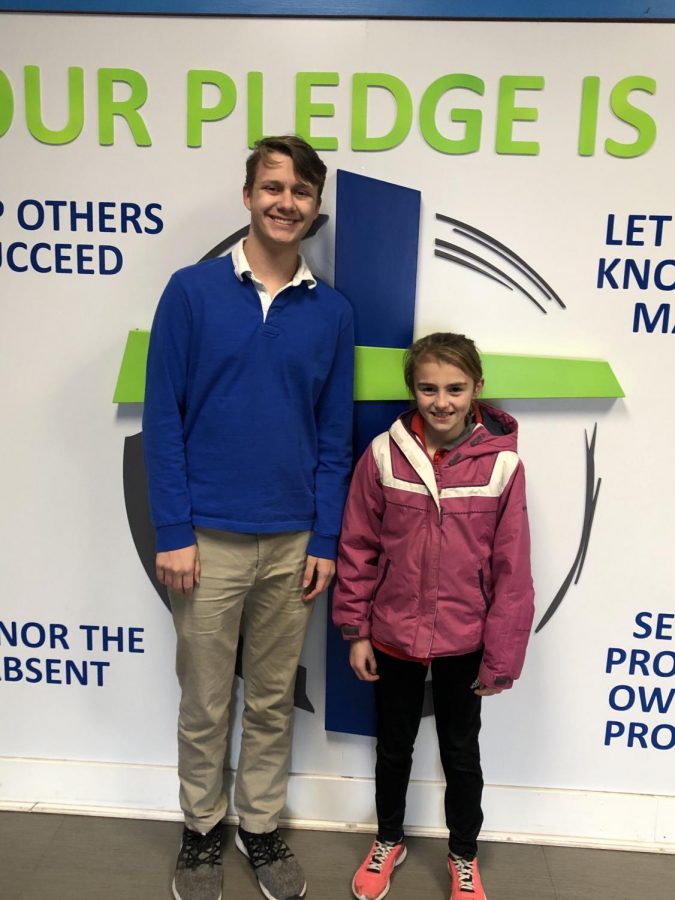 Hunter Ramsden of the Cotter speech team and Reagan Quinn of St. Stan's, who is  in Humorous Interpretation, before their weekly practice.