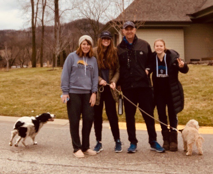 The Miller family enjoys a walk during the 2020 shelter in place quarantine