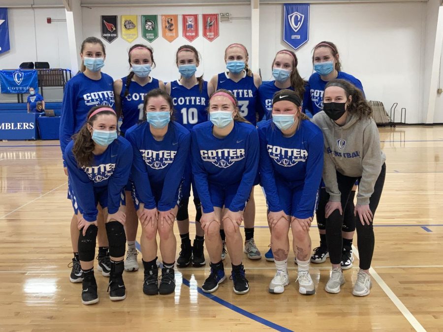 Girl's basketball team after win against Rushford-Peterson. 