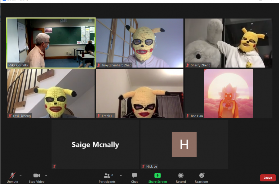 Screenshot+of+distance+learners+in+Pikachu+masks+during+English12%2C+fourth+period+on+April+20.++