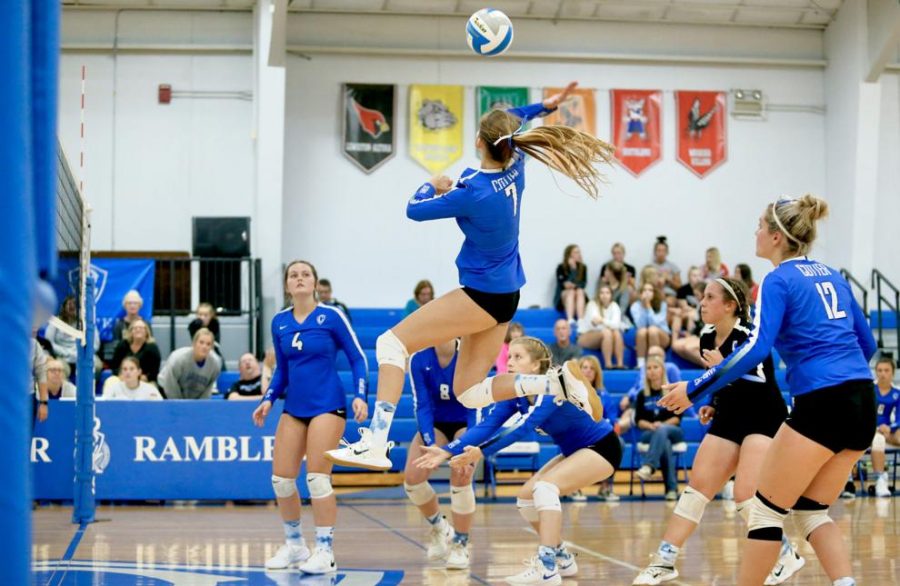 Piper Gerdes attacking the ball.
Pictured (L-R) Andie Teske,Nadia Dieternam,Lexi Danielson,Ali French, Olivia Blumers 