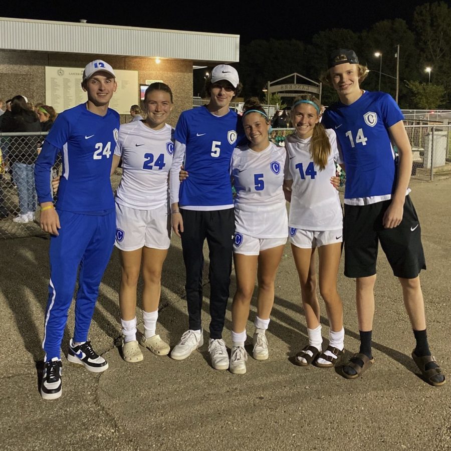 L to R: Charley Schroeder, Olivia Gardner, Damon Syrmopoulos, Allyssa Williams, Abbey Gardner, Noah Lange