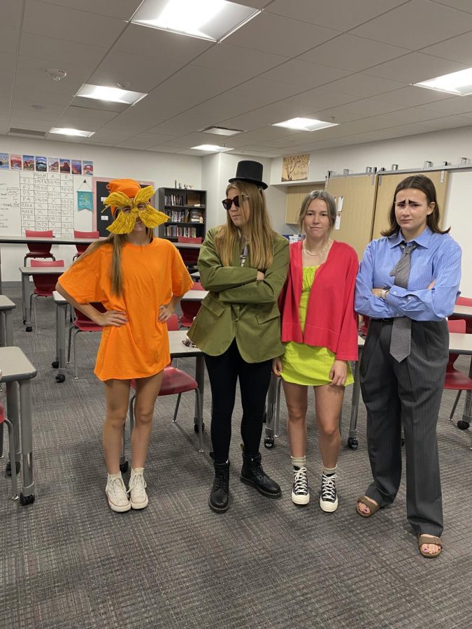 Pictured (L-R), Abbey Gardner,Olivia Gardner,Sera Speltz,Tess Mullen. Dressed as the characters from the Lorax. 