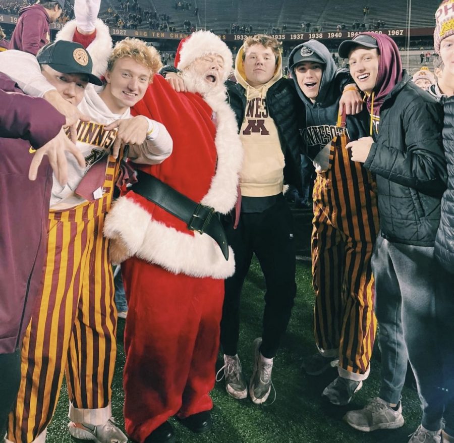 Ian Modjeski and friends at the Minnesota-Wisconsin "Battle for the Axe" game at the Bank stadium on the U of M. campus in Minneapolis