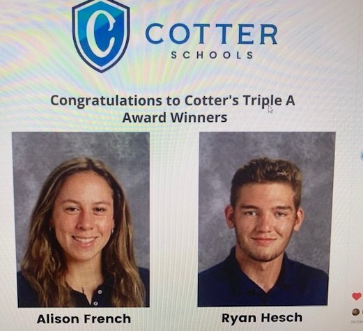 An announcement from Cotter's Instagram account as Ali French and Ryan Hesch were named the AAA award winners for 2022