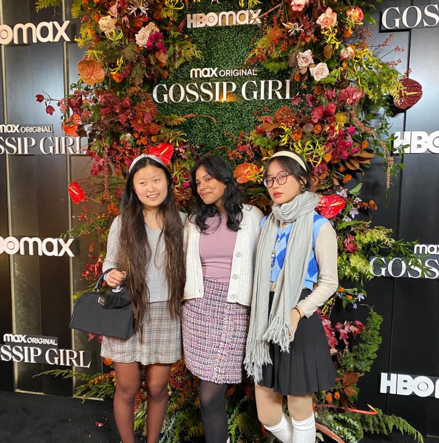Lexi Licheng and her new friends from NYU attend a pop event for Gossip Girl in New York recently. 