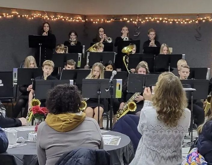 The Cotter junior high azz band performs at the Winona Elks Club during the annual lasagna dinner