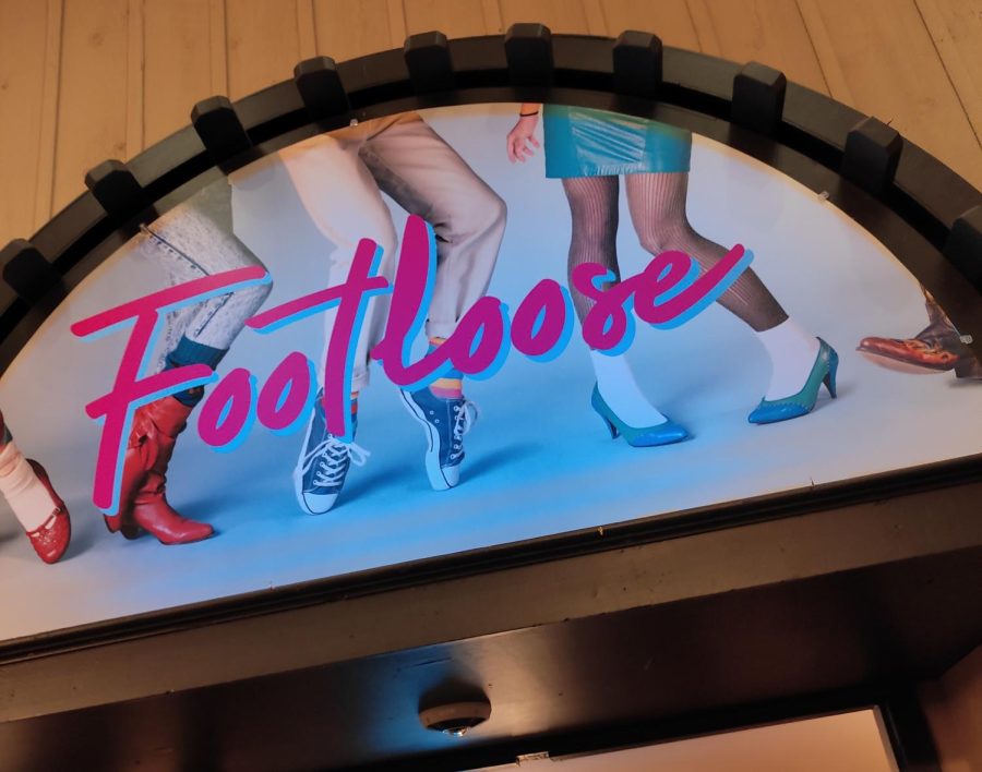 The sign at the theater where Cotter students saw the performance Footloose. 