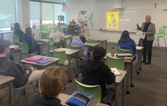 Sr. Judy returned to Cotter to present to Mrs. Hansel-Parlins religion class. 