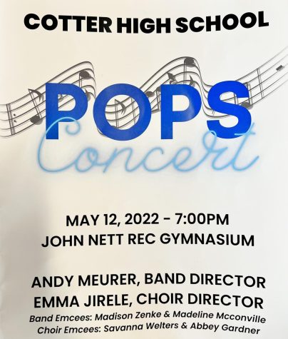 The cover of the program for the 2022 Cotter band and choir pops concert