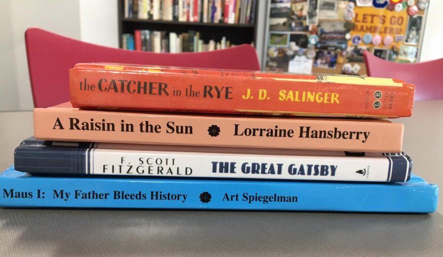 A few of Cotter's English books photographed in Mr. Costello's English classroom.
