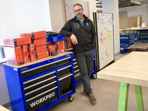 Cotter teacher Eric Paulsen is designing the TEAMS lab and starting to put together the tools and gear acquired through a recent gift to the school