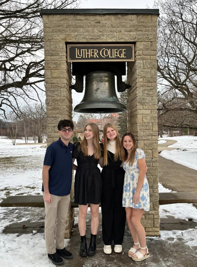 Cotter students Cameron Smith, Hanalei Hocum, Lilianna Herber, and Milana Shira at Luther College for the Dorian Festival.