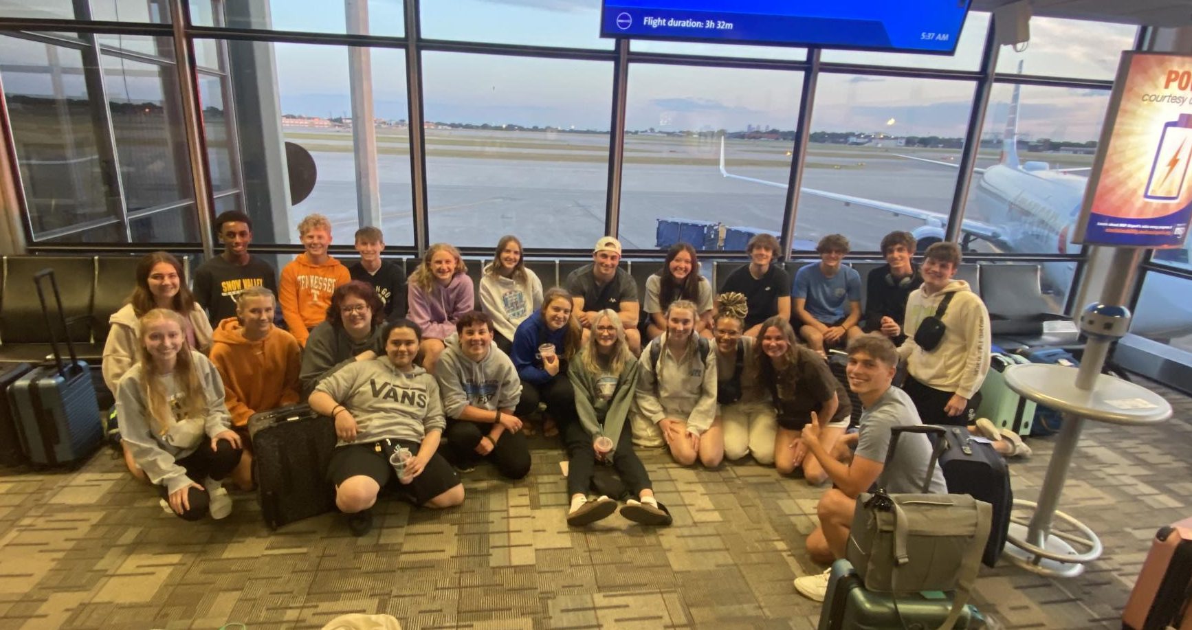 The group prepares to embark on their first flight on their journey to the Dominican Republic from the Minneapolis airport