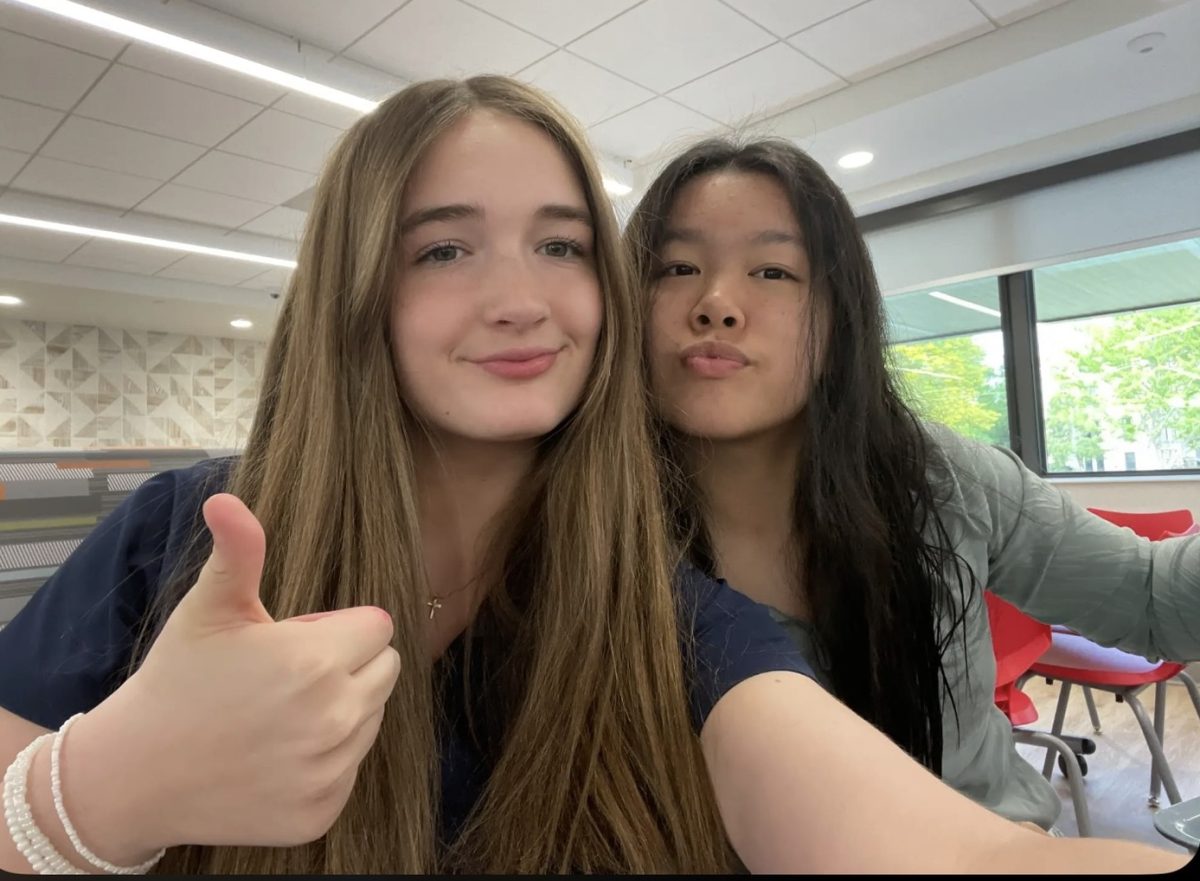 DeeDee and Daisy in the St. Joseph Hall cafeteria earlier this year.