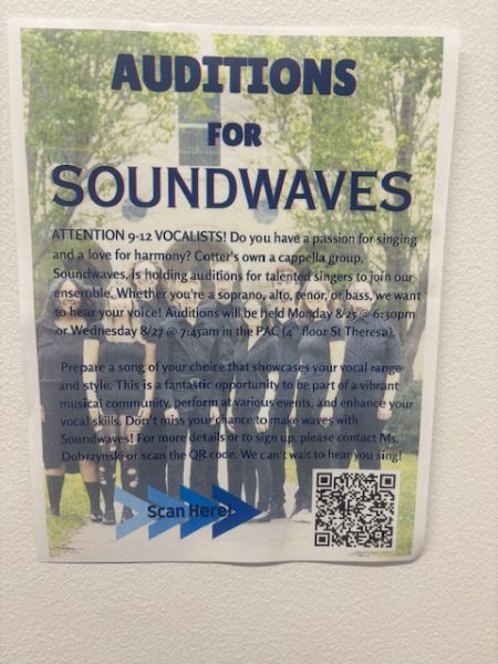 SoundWaves, Cotter's a capella vocal group, held its annual auditions this fall