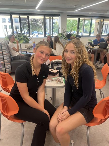 Elle and Caitlyn in the cafeteria.  Cotter homecoming wraps up on October 3 and 4. 